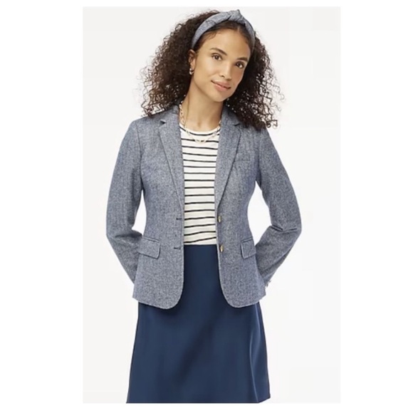 NEW J. Crew Herringbone Wool Blend Schoolboy Blazer in Blue, Size 14 - Picture 2 of 12